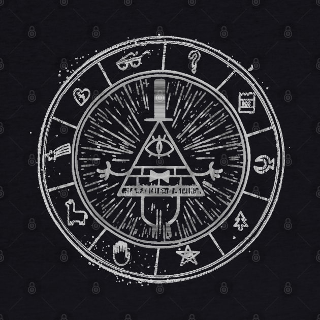 BILL CIPHER WHEEL BLack/White ( GRAVITY FALLS ) by pixtees